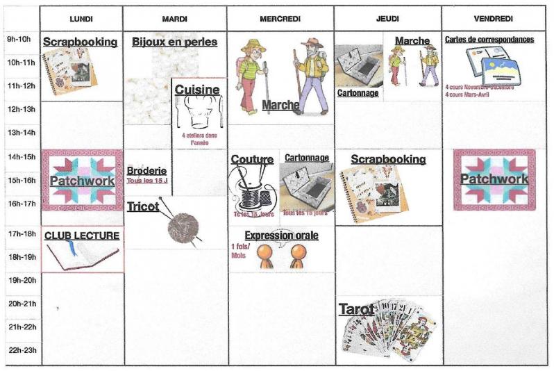 Programme hebdomadaire AFB